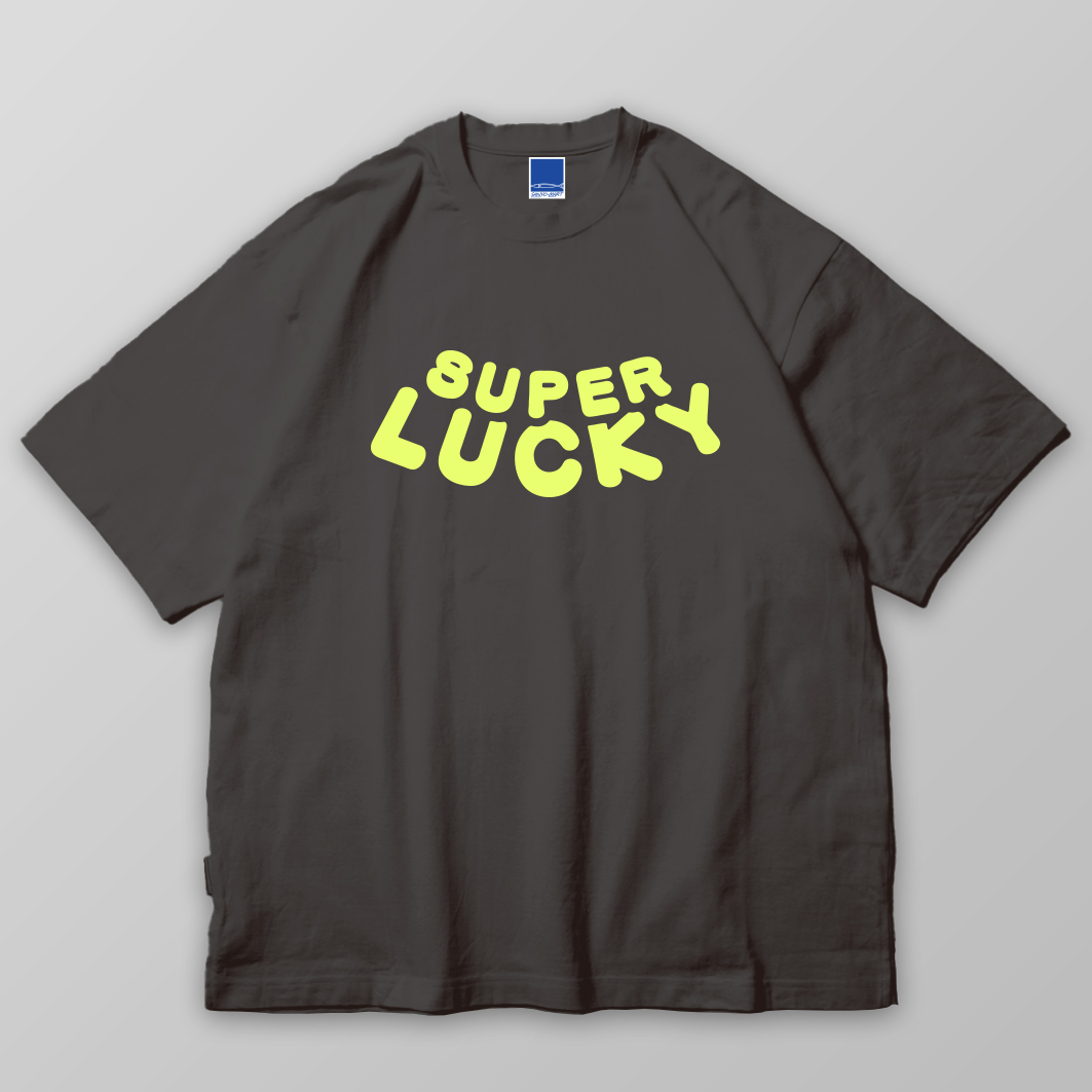 SUPER LUCKY フロッキーTシャツ black